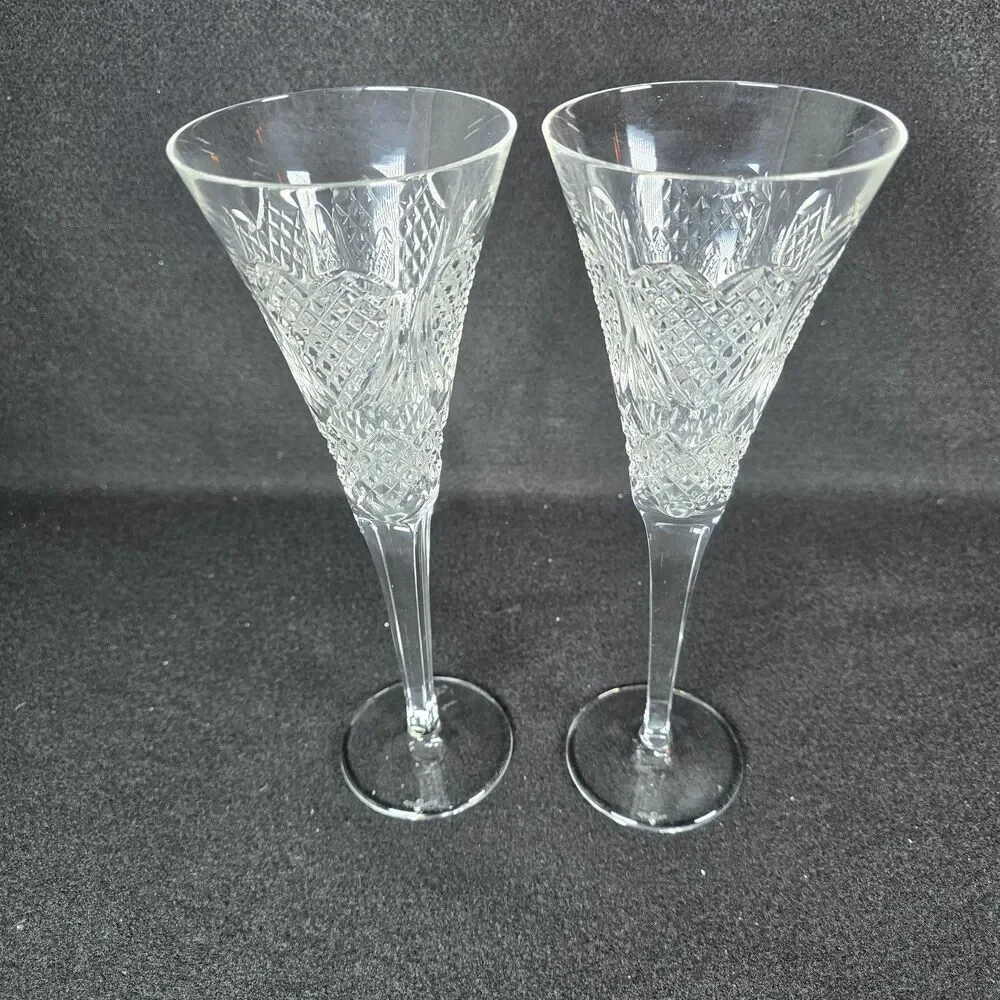 Waterford Crystal Celebration Champagne Toasting Flutes Love Hearts 10.25